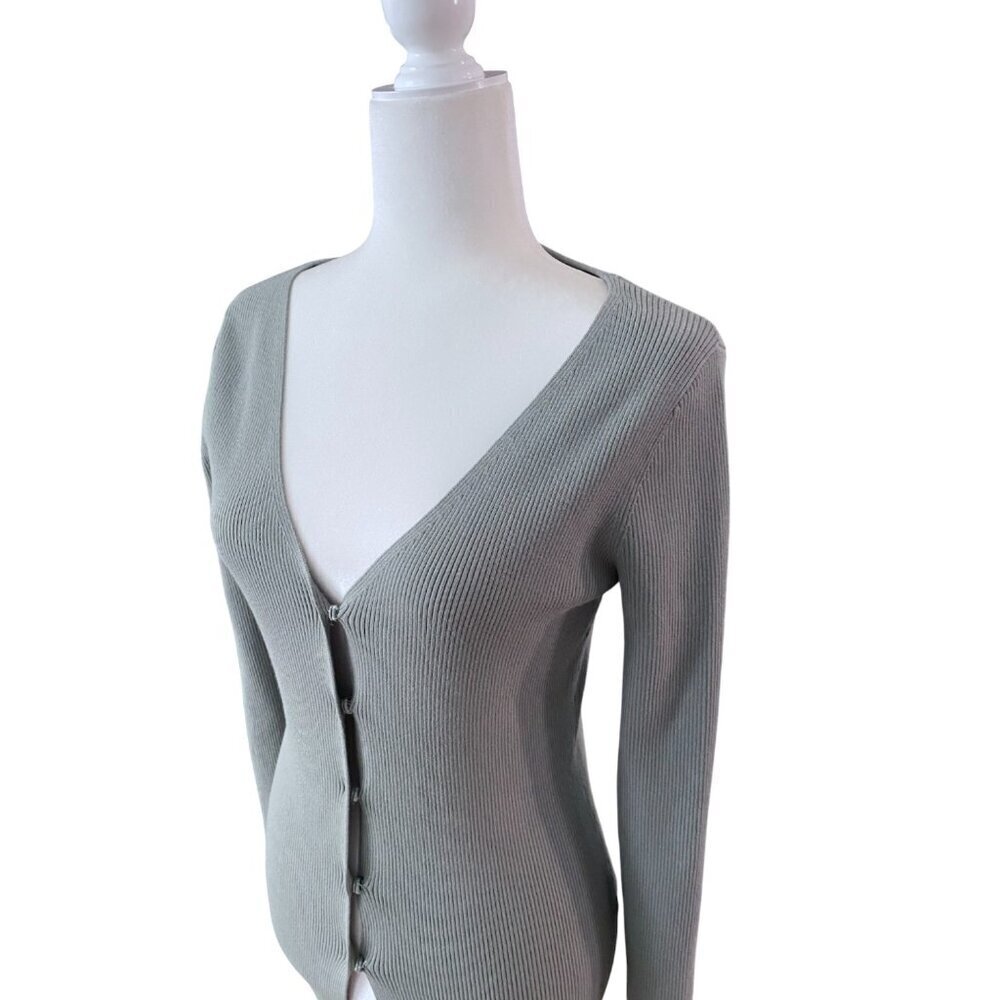 Open Edit Luxe Sculpt Sage Green Cardigan Small - Picture 6 of 8